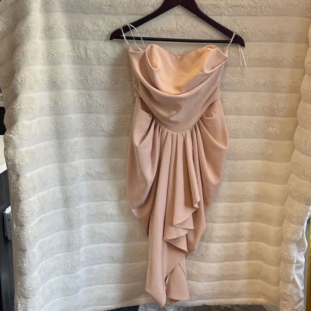 Elegant Strapless Pink Dress